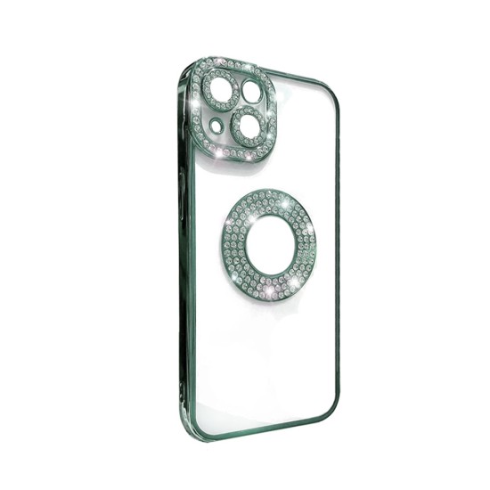 Soft Silicone Case with Diamond Design for Apple iPhone 14 Green